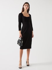 LK Bennett Black Altyn Crepe Shaped Seam Fitted Crepe Dress - Image 3 of 4