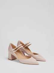 LK Bennett Pink Savannah Crinkled Patent Double Strap Pointed Courts - Image 2 of 4