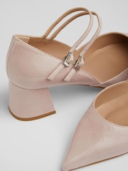 LK Bennett Pink Savannah Crinkled Patent Double Strap Pointed Courts - Image 4 of 4