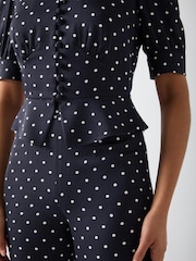 LK Bennett Elsie Spring Birch Viscose 40'S Polka Dot Trousers - Bild 4 von 5