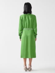 LK Bennett Green Petite Petite Elise Treetop Viscose Edge Stitch Detail Shirt Dress - Image 2 of 4