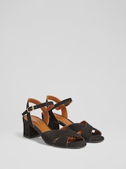 LK Bennett Black Alba Kid Suede Cross Front Sandals - Image 2 of 4