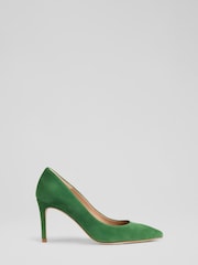 LK Bennett Green Floret Fern Kid Suede Stiletto Heel Courts - Image 1 of 4