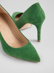 LK Bennett Green Floret Fern Kid Suede Stiletto Heel Courts - Image 3 of 4