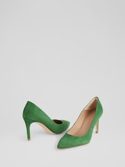 LK Bennett Green Floret Fern Kid Suede Stiletto Heel Courts - Image 4 of 4