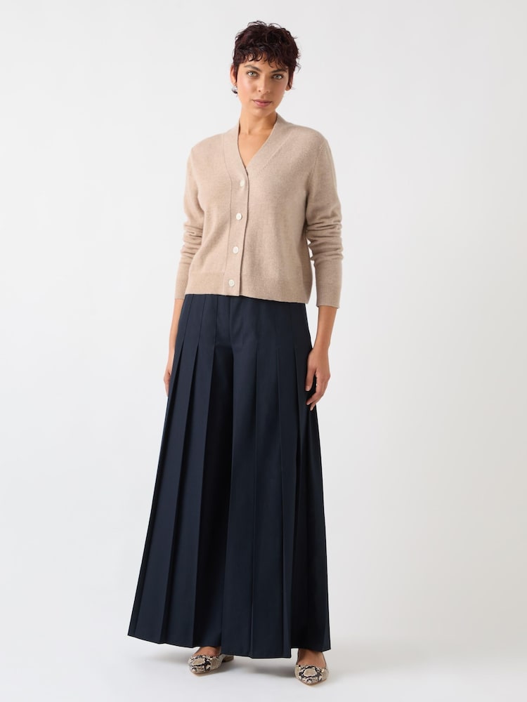 LK Bennett White Mara Oatmeal Wool Blend V-Neck Cardigan - Image 1 of 3