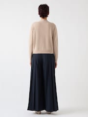 LK Bennett White Mara Oatmeal Wool Blend V-Neck Cardigan - Image 2 of 3