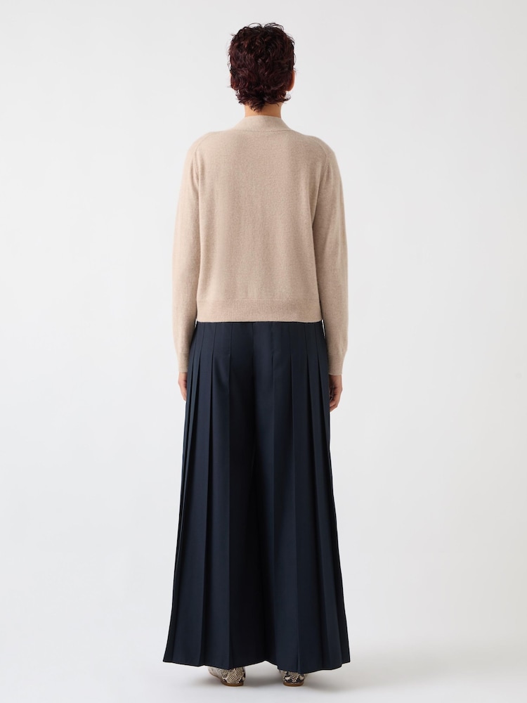 LK Bennett White Mara Oatmeal Wool Blend V-Neck Cardigan - Image 2 of 3