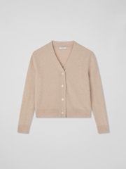 LK Bennett White Mara Oatmeal Wool Blend V-Neck Cardigan - Image 3 of 3