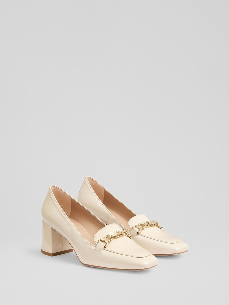LK Bennett Natural Johanna Printed & Nappa Leather Snaffle Courts - Image 2 of 4