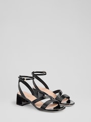 LK Bennett Black Etta Patent Pu Straps Low Block Heels - Image 2 of 4
