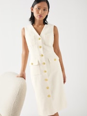 LK Bennett Cream Petite Vita Blend Tweed Sleeveless Dress - Image 1 of 8