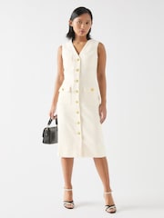 LK Bennett Cream Petite Vita Blend Tweed Sleeveless Dress - Image 2 of 8