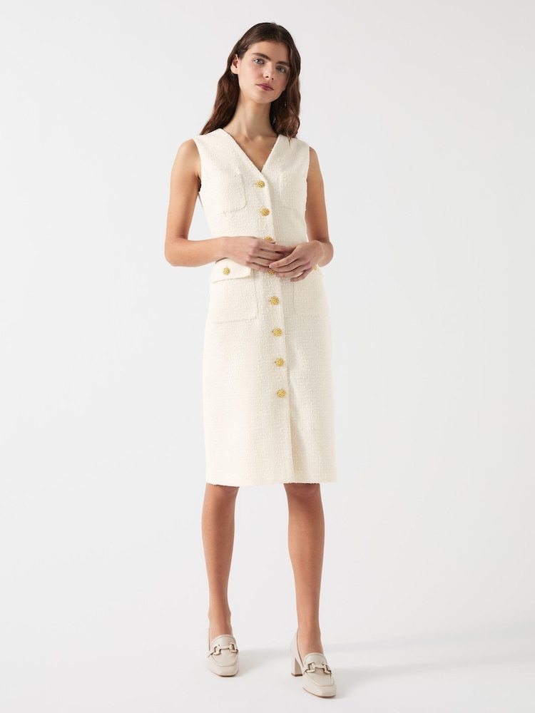 LK Bennett Cream Petite Vita Blend Tweed Sleeveless Dress - Image 3 of 8
