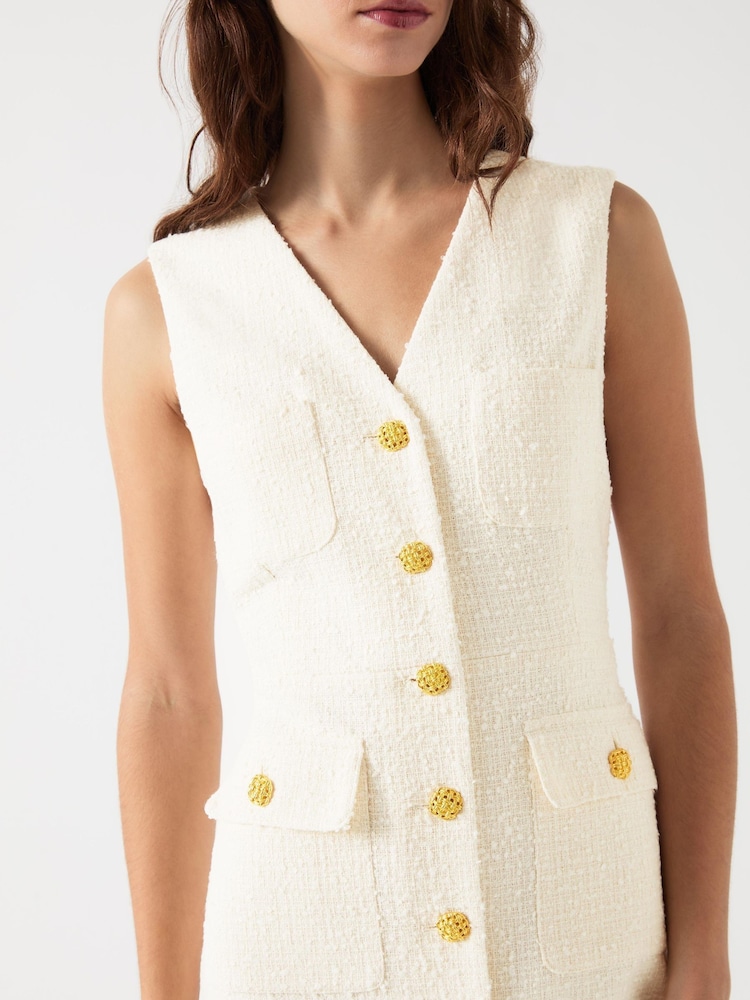 LK Bennett Cream Petite Vita Blend Tweed Sleeveless Dress - Image 5 of 8