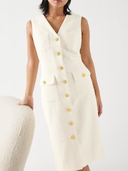 LK Bennett Cream Petite Vita Blend Tweed Sleeveless Dress - Image 6 of 8