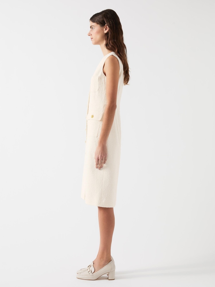 LK Bennett Cream Petite Vita Blend Tweed Sleeveless Dress - Image 7 of 8