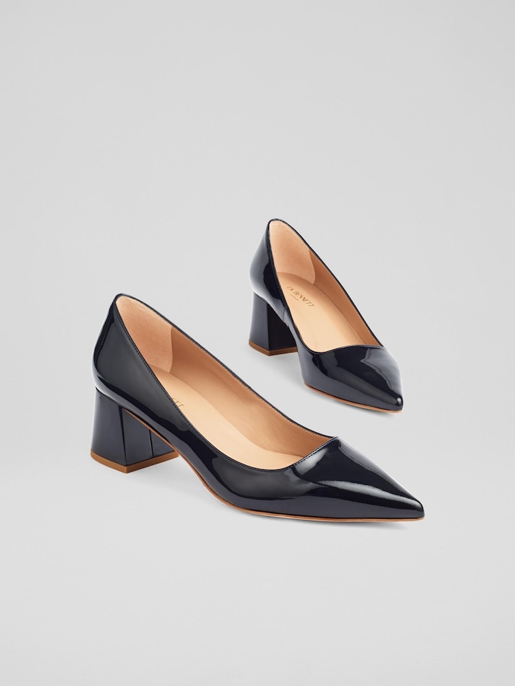 LK Bennett Sloane Patent Pointed Black Courts - Imagem 2 de 4