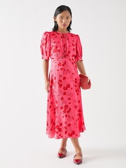 LK Bennett Pink Petite Petite Jem Desert Rose & Rio Viscose Wildflower Tea Dress - Image 1 of 4