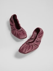 LK Bennett Red Tayla Bordeaux Nappa Leather Folded Ballerinas - Image 1 of 4