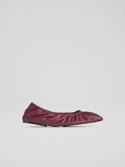 LK Bennett Red Tayla Bordeaux Nappa Leather Folded Ballerinas - Image 2 of 4
