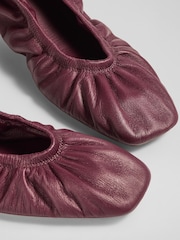LK Bennett Red Tayla Bordeaux Nappa Leather Folded Ballerinas - Image 4 of 4