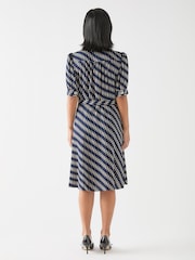 LK Bennett Blue Petite Valerie Spring Birch Viscose Printed Viscose Shirt Dress With Belt - Image 2 of 3