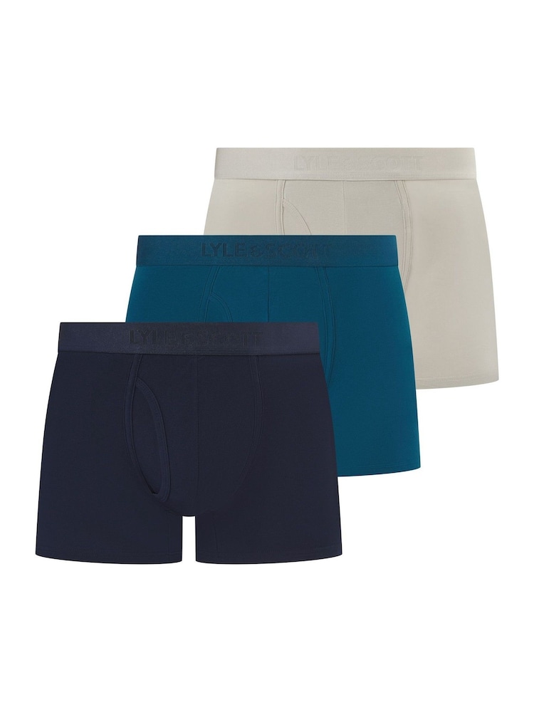 Lyle & Scott Blue Sutherland Premium Underwear Trunks 3 Pack - Image 1 of 4