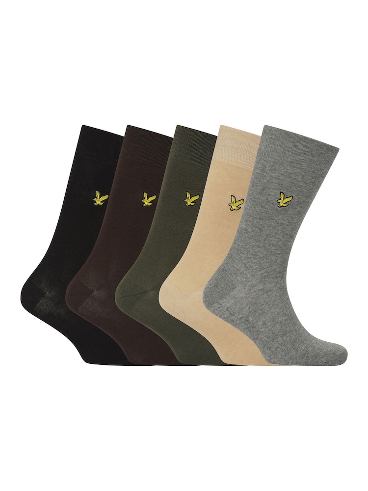 Lyle & Scott Black Liam Cotton Socks 5 Pack - Image 1 of 6