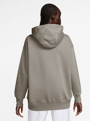 Nike College Grey Oversized Sportswear Phoenix Fleece Mini Swoosh Pullover Hoodie - Image 2 of 3