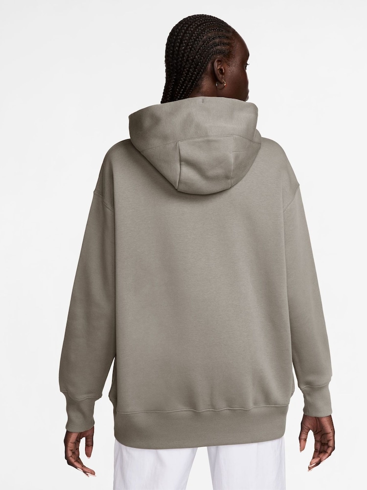 Nike College Grey Oversized Sportswear Phoenix Fleece Mini Swoosh Pullover Hoodie - Image 2 of 3
