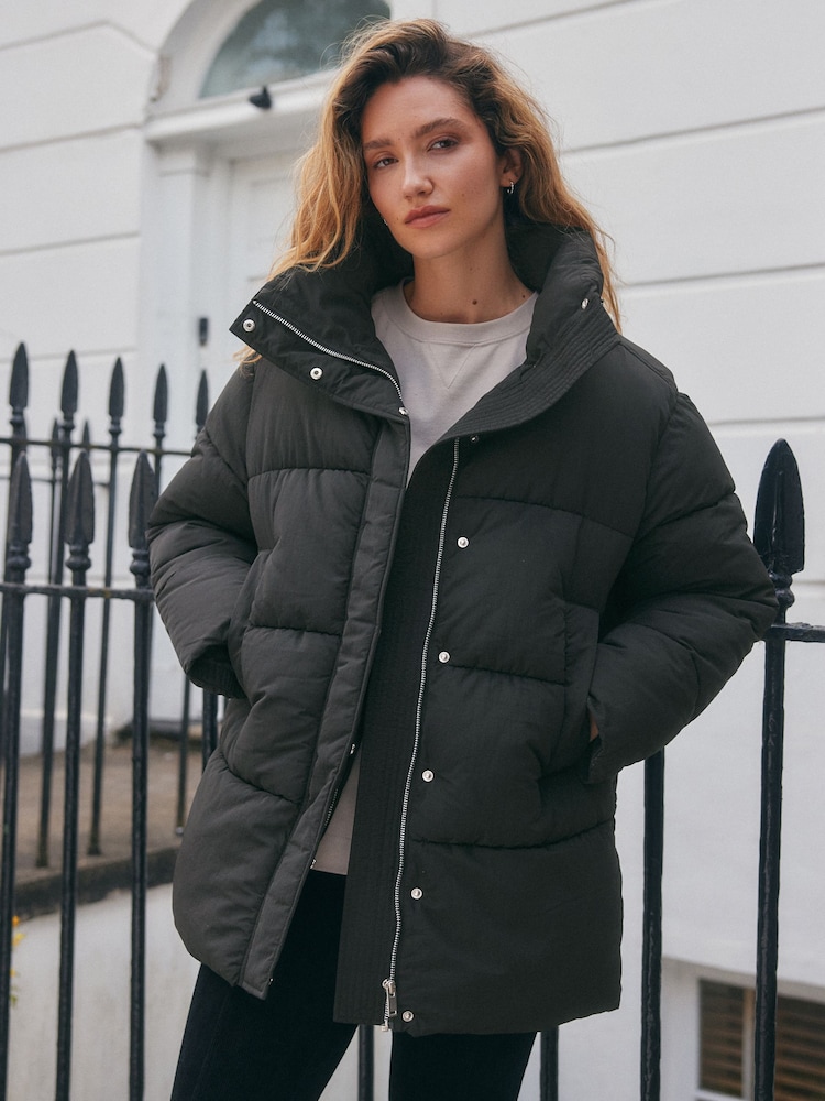 Black Shower Resistant Padded Coat - Image 1 of 10