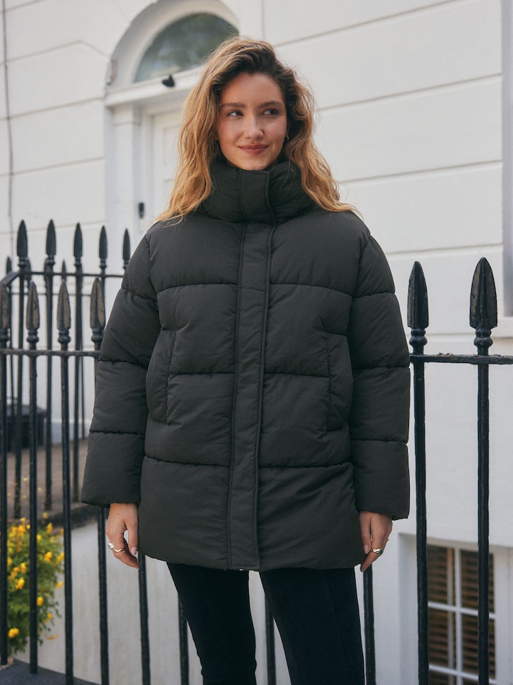 Black Shower Resistant Padded Coat - Image 2 of 10