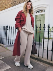 Berry Red Shower Resistant Trench Coat - Image 3 of 8