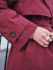 Berry Red Shower Resistant Trench Coat - Image 5 of 8