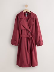 Berry Red Shower Resistant Trench Coat - Image 6 of 8
