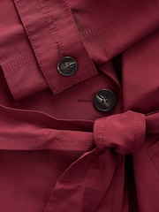 Berry Red Shower Resistant Trench Coat - Image 7 of 8