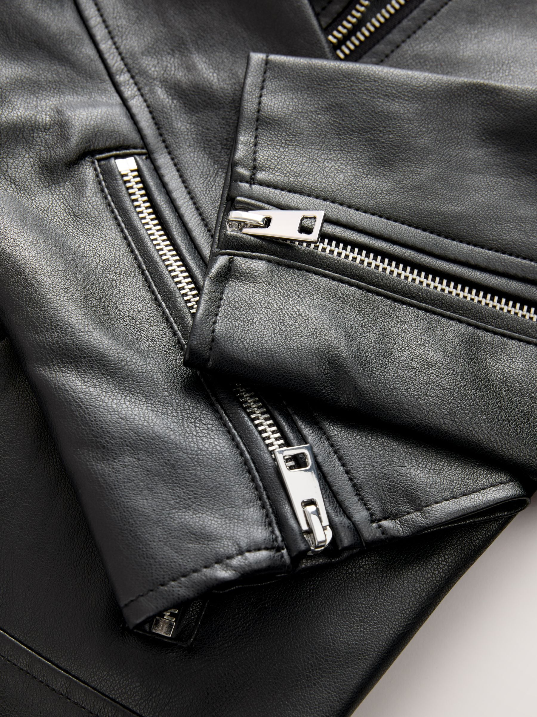 Buy Black Faux Leather Biker Jacket from Next Romania