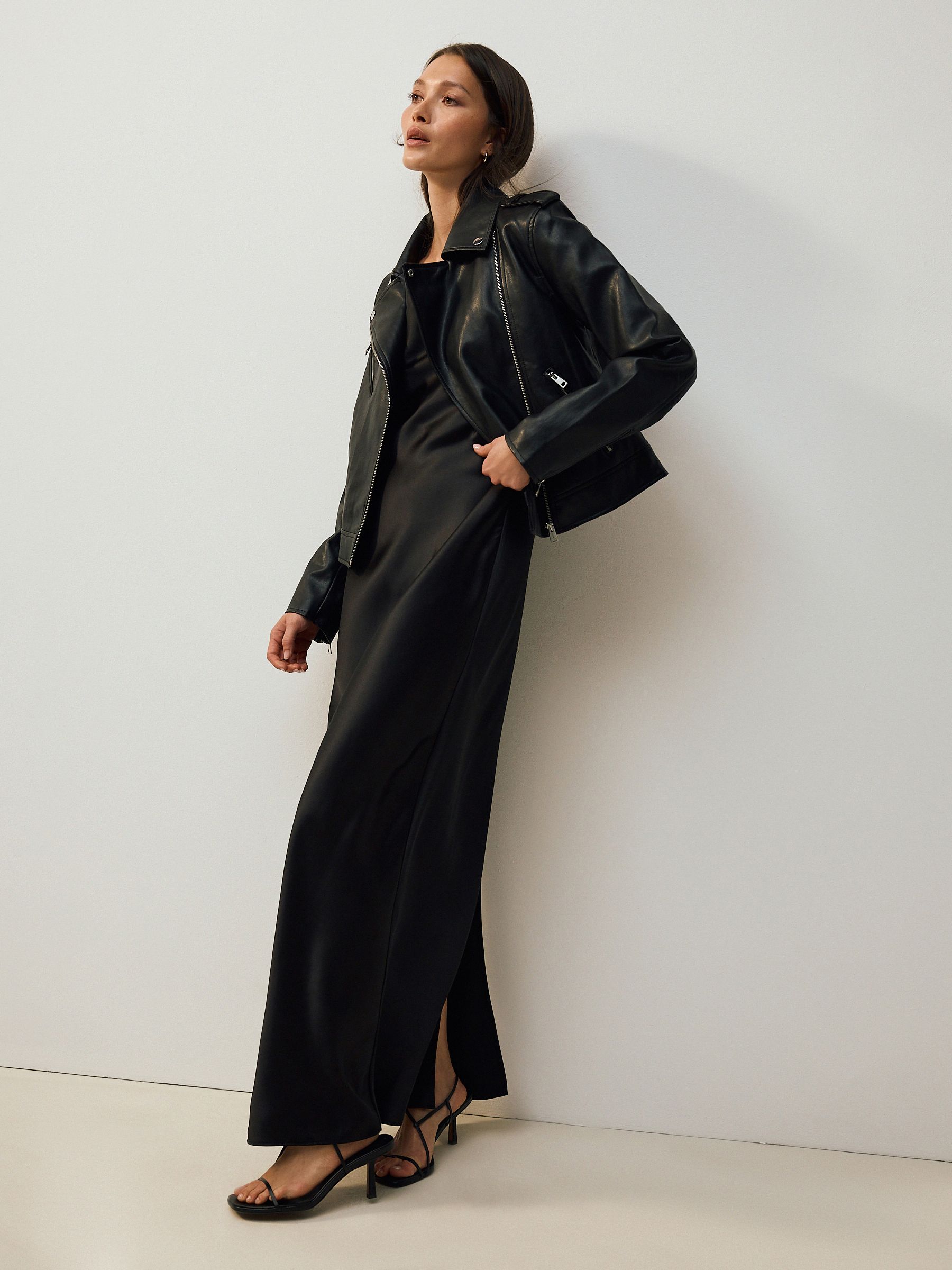 Buy Black Faux Leather Biker Jacket from Next USA