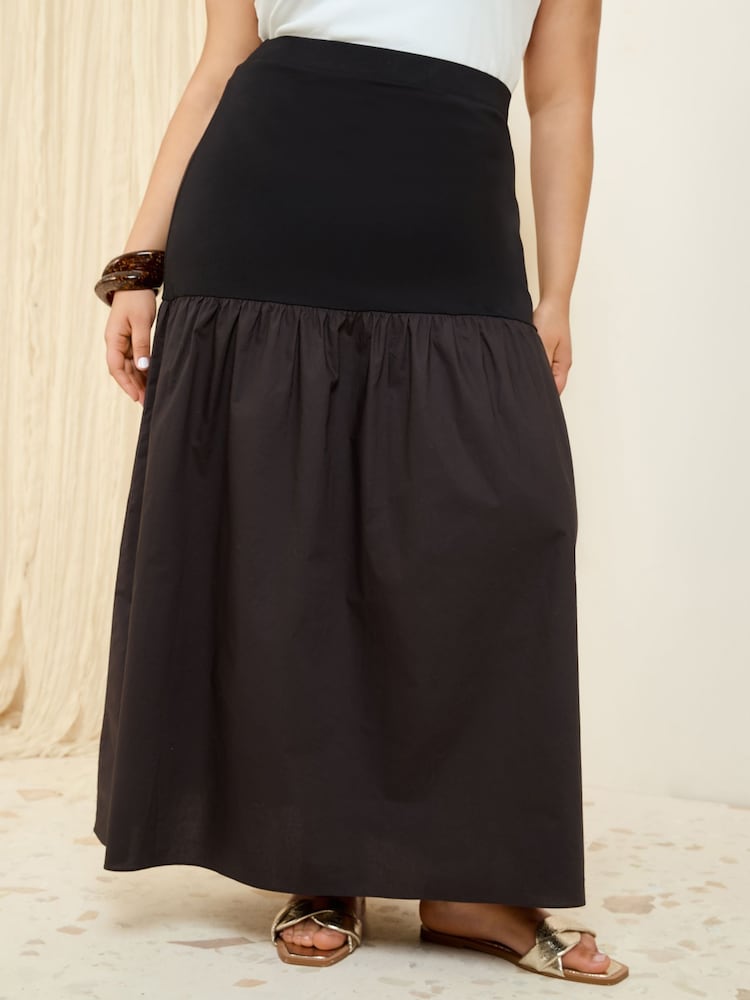 Friends Like These Black Curve Dropped Waist Maxi Skirt - Image 1 of 4