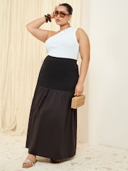Friends Like These Black Curve Dropped Waist Maxi Skirt - Image 2 of 4