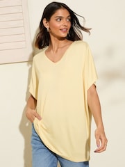 Friends Like These Buttermilk Yellow Short Sleeve Tunic - Image 1 of 4