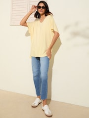 Friends Like These Buttermilk Yellow Short Sleeve Tunic - Image 3 of 4