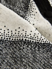 Monochrome Sparkle Argyle Crew Neck Cardigan With Wool - Image 7 of 8