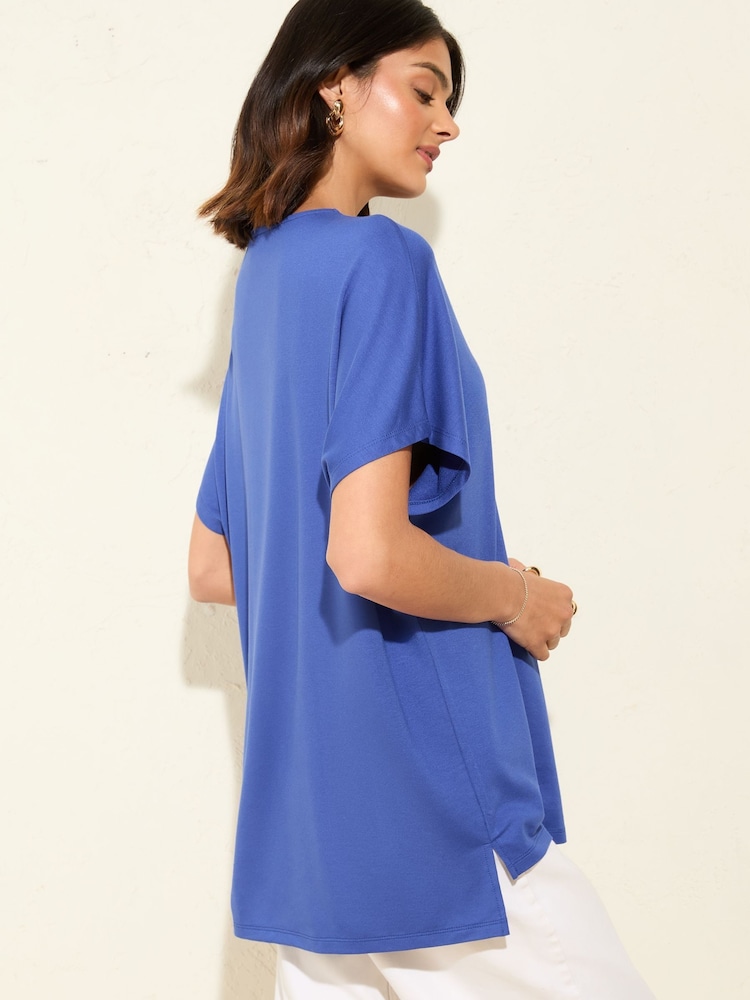 Friends Like These Blue Short Sleeve Tunic - Image 5 of 5 Friends Like These Blue Short Sleeve Tunic - Image 5 of 5