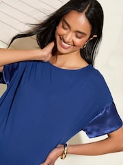 Friends Like These Navy Short Sleeve Satin Trim Tunic - Image 2 of 4