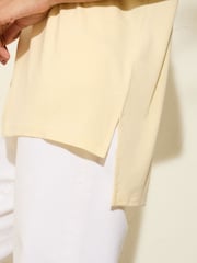 Friends Like These Buttermilk Yellow Short Sleeve Satin Trim Tunic - Image 2 of 4