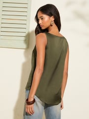 Friends Like These Khaki Green V-Neck Vest Top - Image 4 of 4