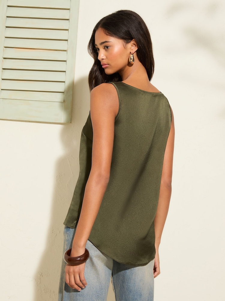 Friends Like These Khaki Green V-Neck Vest Top - Image 4 of 4
