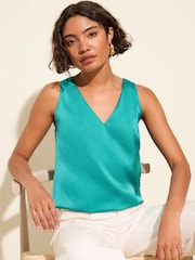Friends Like These Teal Blue V-Neck Vest Top - Image 1 of 4